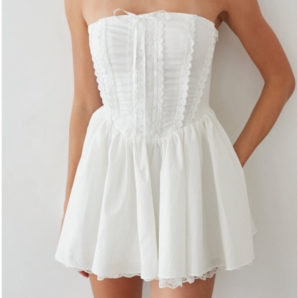 NWT Strapless Corset Mini Dress - White, Size S